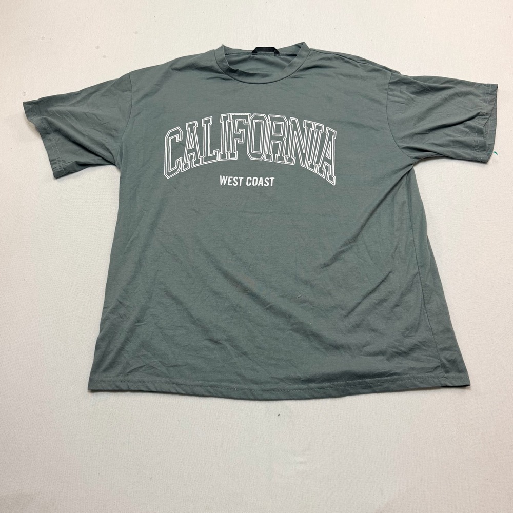 SHEIN Graphic Tee Mens Large Green Excellent California West Coast Short Sleeve